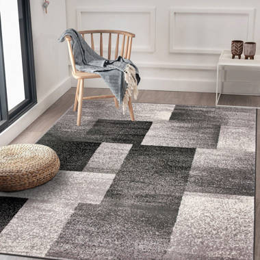 Wrought Studio Akieba Geometric Tufted Gray/Black/White Area Rug